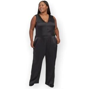 Universal Standard Luna Satin Sleeveless Jumpsuit XL 26-28‎ Plus Black